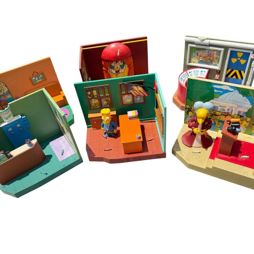 The Simpsons World of Springfield Playset Lot 6 Sets 2 Figures Playmates Vintage